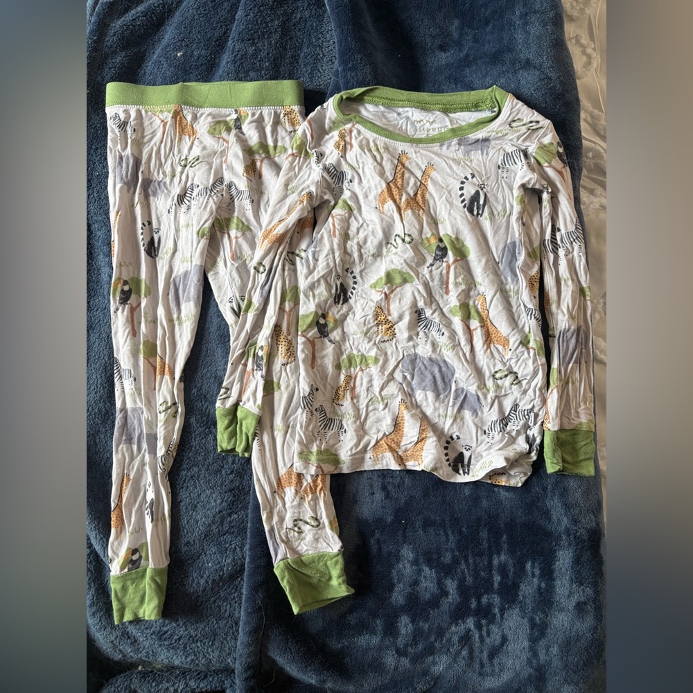 Little Sleepies Safari Print Pajama Set with Green Trim